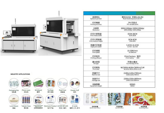 เครื่องพิมพ์ UV Inkjet Single Pass พร้อมโปรแกรม Onyx Thrive Rip และ Ricoh Gen 5i Nozzle